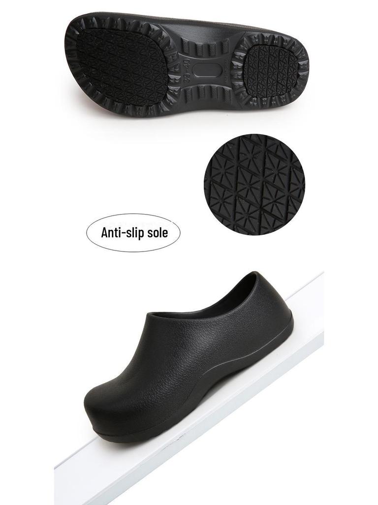 Black S076 Non-Slip Waterproof Chef Shoes - Oil-Proof, Soft Sole, Wear-Resistant for Kitchens & Restaurants