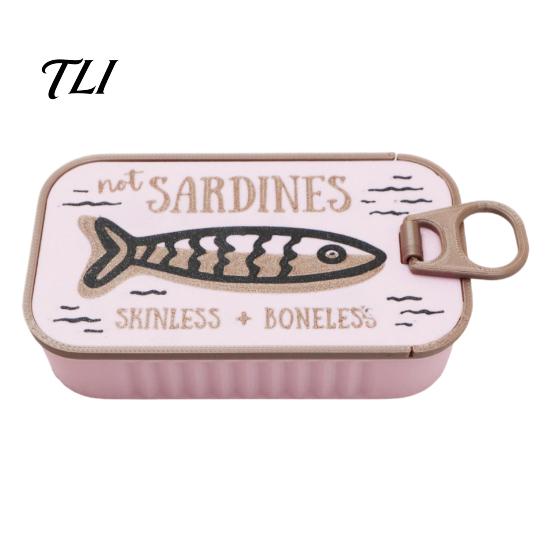 Whimsical Jewelry Container Sardine Tin Box with Fishbone, PLA Vintage Compact Size Ring Storage Organizer, Portable Case for Earrings Necklaces Rings