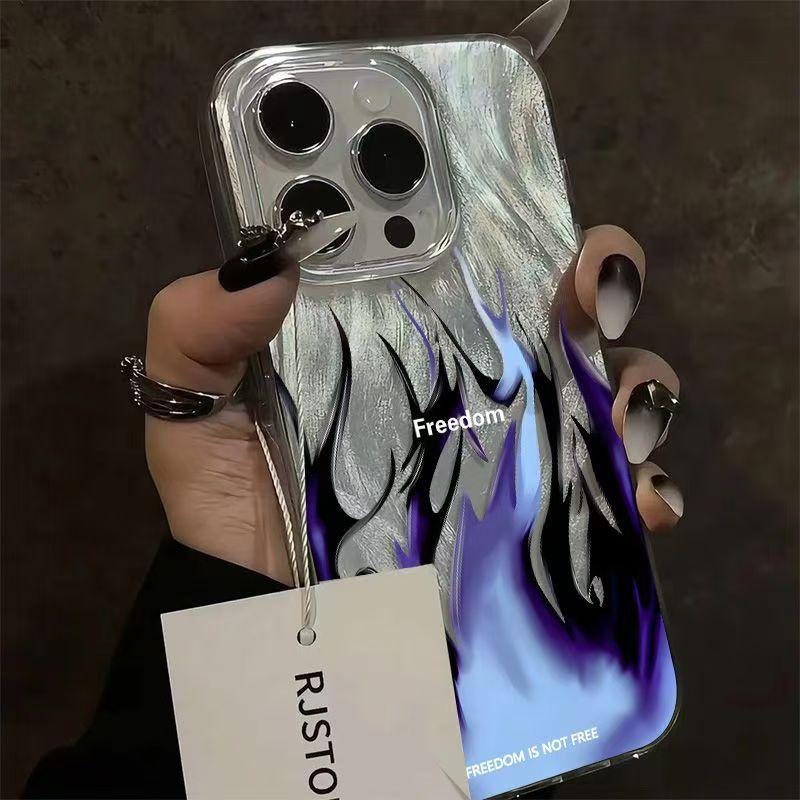 Модный Чехол для Телефона с Огненным Пламенем Для IPhone 17 Air 16 16e 15 14 13 12 11 Pro Max 8 7 Plus Задняя Крышка с Текстурой Шифона