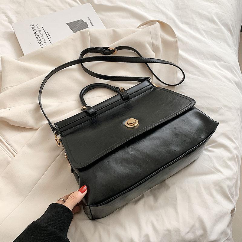 Женская винтажная сумка через плечо, простая универсальная сумка из искусственной кожи, большая вместимость, женская повседневная сумка-мессенджер