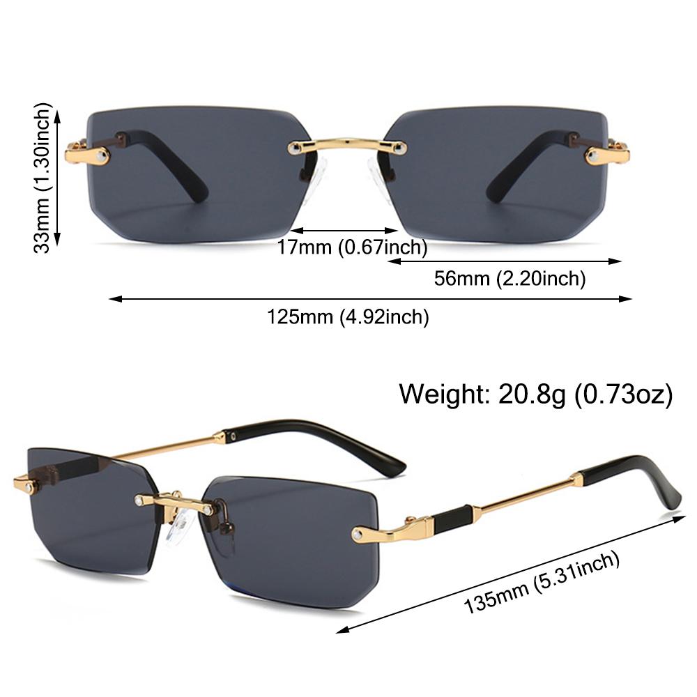 UV400 Frameless Sun Glasses Y2K Shades Vintage Eyewear for Women & Men