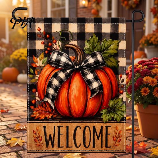 Decorative Pieces for Front Wall Stacked Pumpkin Garden Flag, Burlap Look Fall Outdoor Decor, Gift Ideas Festivals Double Sided Holiday Yard