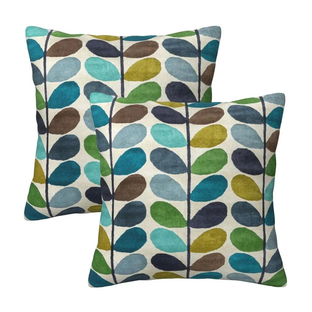 Orla Kiely Multi Stem Colorful Fabric 2 pcs Square Pillowcase Pillow Cover Cushion Comfort Throw Pillow for Home Living Room