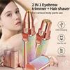 Эпилятор для лица со светодиодной подсветкой, безболезненный триммер-бритва для волос, лезвие для удаления волос на лице 2 в 1, электрическая бритва-триммер для бровей