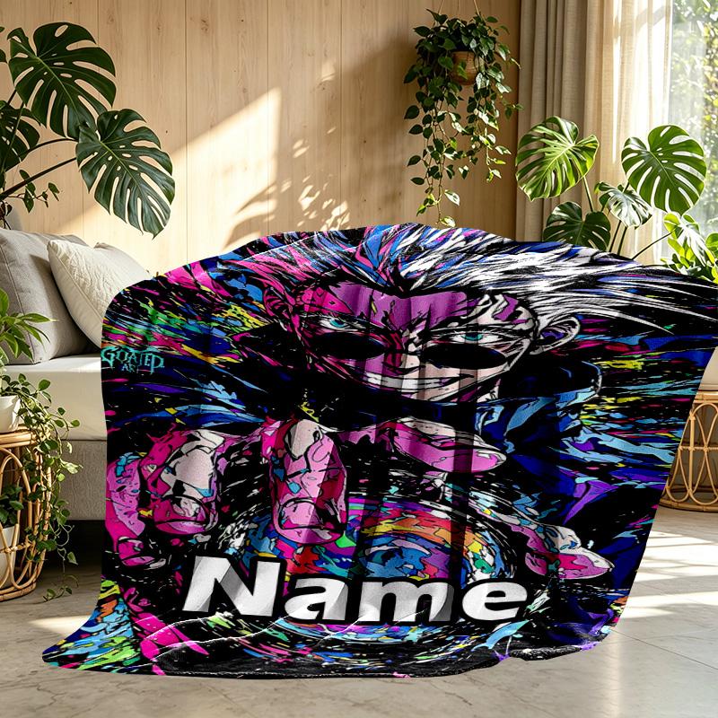 Custom Name Personalized Jujutsu Kaisen Print Blanket, Home Decor, Bedroom, Sofa, Camping, Couch, Gifts for Birthday ChristmasEnthusiasts