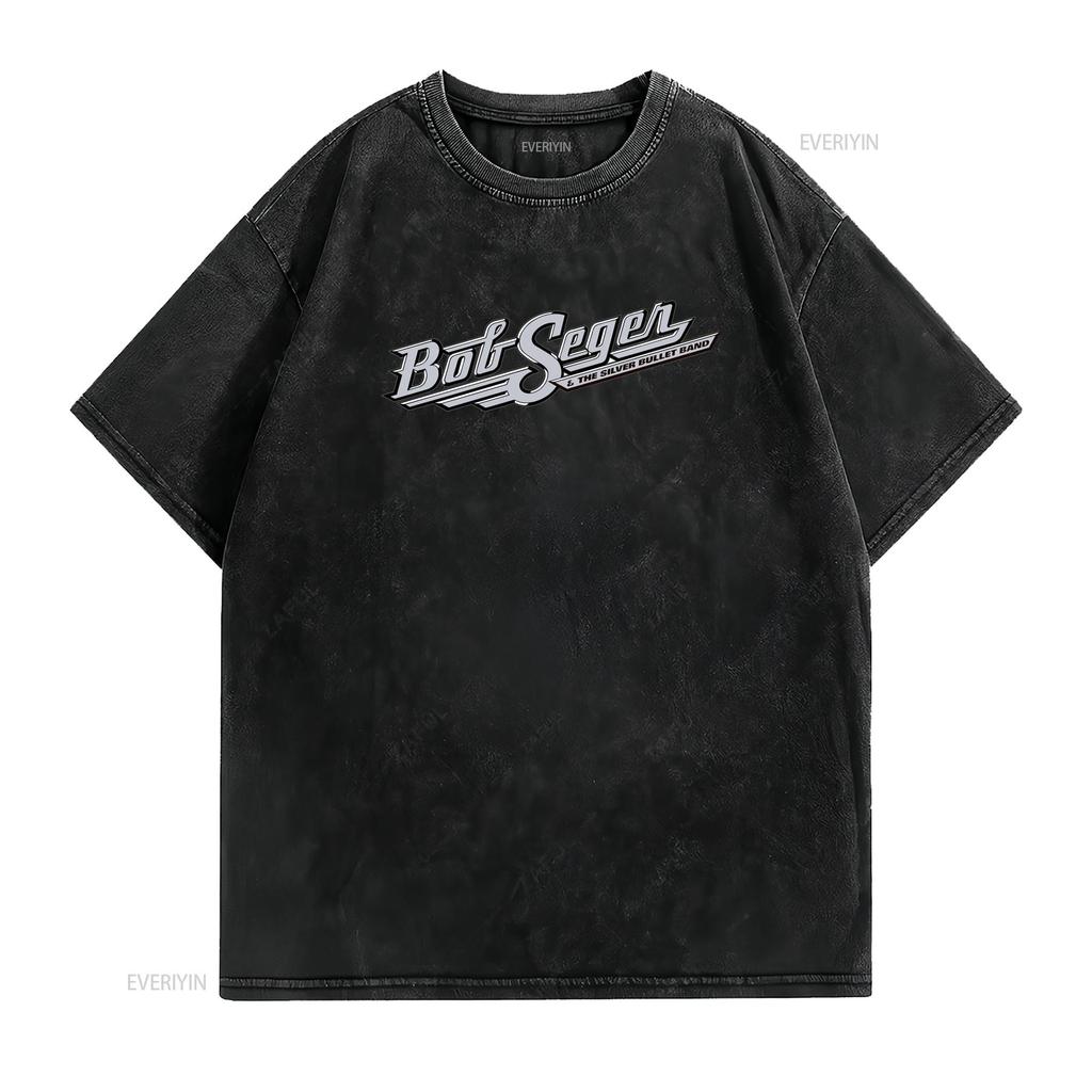 Bob Seger Classic T Shirt for Rock Fans Silver Bullet Band vintage Washed Versatile Slightly Breathable Soft Stylish graphic