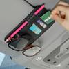 Car Sun Visor Organizer PU Leather Car Document Storage Pouch Pen Holder Multi-Pocket Sunglasses Clip Auto Interior Accessories