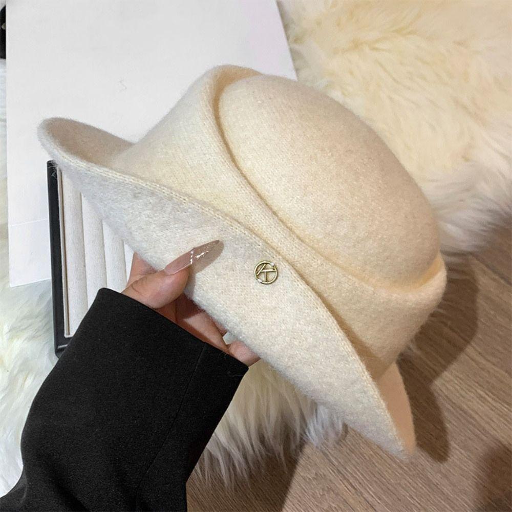 Elegant Hepburn Style Flat-top Cap Woolen Women Jazz Hat French Black Felt Hat  Wedding