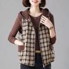 Vest Oversize Hooded Plaid Vest Tops Women Loose Versatile Comfortable Vests