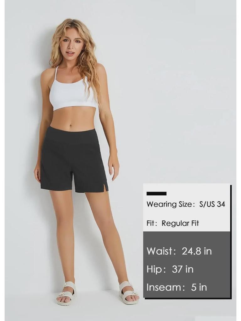 Женские быстросохнущие шорты для бега с карманами — стильные, свободные, эластичные, повседневная пляжная одежда.