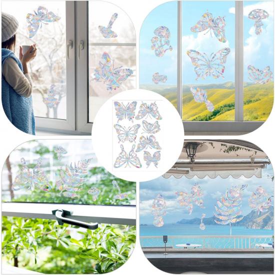 4 Sheets Anti Collision Window Clings, Rainbow Reflection Window Sticker to Prevent Bird Strikes Bird Alert Static Decals Window Strike Prevention
