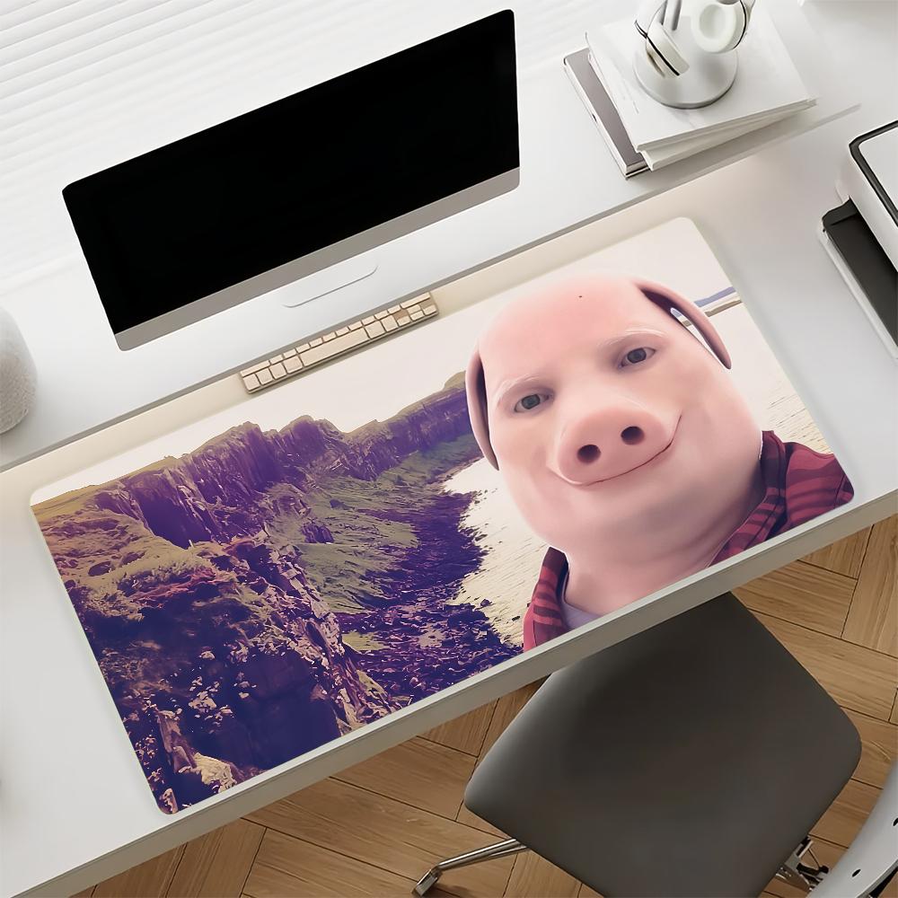 J-John Pork Funny Mouse Pad Non-slip Locking Edge DeskMat PC Laptop Accessories Rubber Office Keyboard Large Game