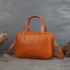 Retro Design Sense Bowling Bag Women Plant Tanned Head Layer Cowhide Small Square Bag Simple Commuter Handbag