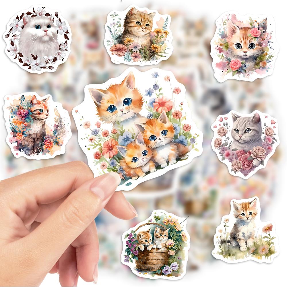 Эстетичные милые наклейки с котиками Китти для детей DIY Подарок Игрушка Декоративная наклейка для скрапбукинга Журнала Ноутбука Багажа Бутылок Водонепроницаемые