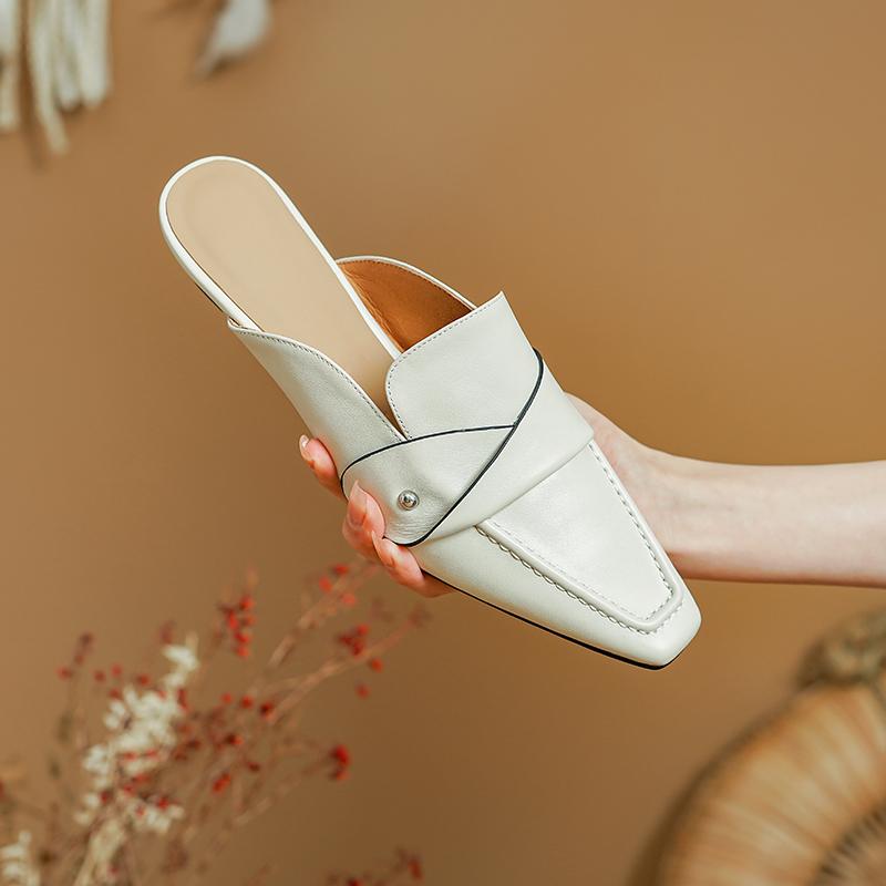 Muller Тапочки женские туфли-лодочки с квадратным носком из натуральной кожи тапочки весна-лето лаконичные повседневные рабочие туфли женские новое поступление