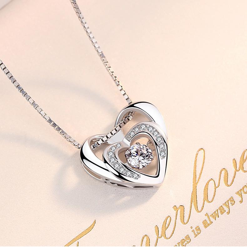 Двойная любовь, трогательное сердце, ожерелье для женщин, японское и корейское, простая цепочка с подвеской в форме сердца, ожерелье на ключицу