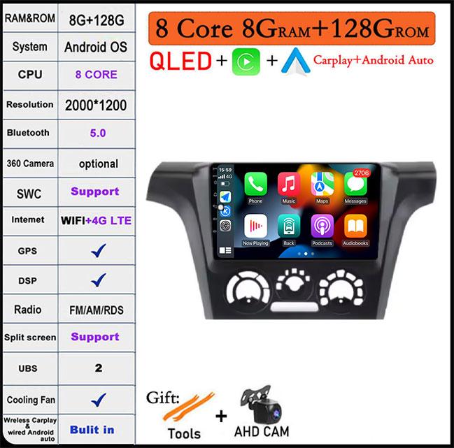 9-дюймовый экран для Mitsubishi Outlander 1 2002-2008 Android 14 автомобильный радиоприемник мультимедийный проигрыватель 4G GPS WIFI IPS сенсорный экран DSP стерео