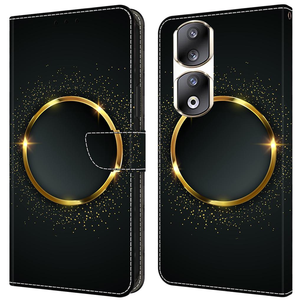 For Honor 90 Pro Case PU Leather Card Slots Phone Back Cover Pattern Printing Design