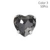 50Pcs/Pack Heart Shape Glitter Sewing Rhinestones Diamond Beads Ornament  For Needlework