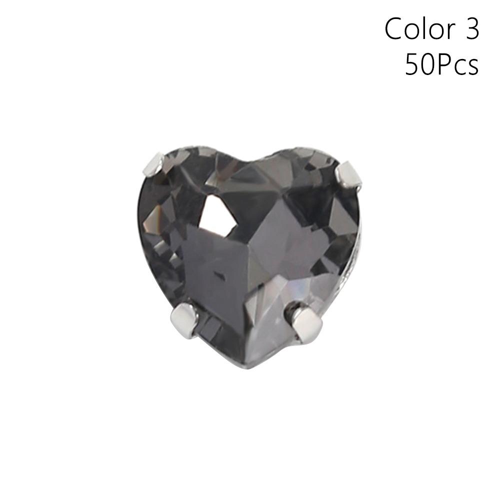 50Pcs/Pack Heart Shape Glitter Sewing Rhinestones Diamond Beads Ornament For Needlework