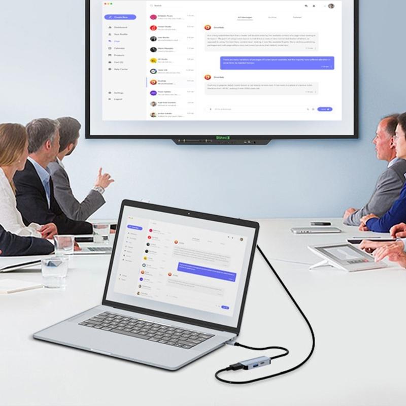Многофункциональная USB-C док-станция с видеовыходом HDTV 4K 60 Гц, высокоскоростной передачей данных USB 3.0 и зарядкой PD 100 Вт