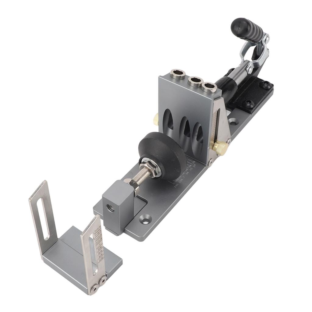 Pocket Hole Jig Kit Pocket Screw Jig Accurate Easy Adjust Aluminium Alloy Woodworking Tool with Step Drill Wrench for