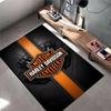 Area Rug, Harley Davidson Motorcycles Leather Orange Stripe Engine Logo Biker Art Print, Man Cave Decor, Non-Slip Mat