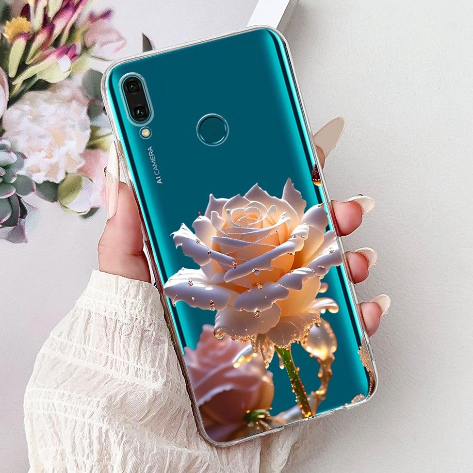 Clear For Huawei Y9 2019 Case Cover Cute Fashion Flowers Funny Cool Painted Soft Phone Case For Huawei JKM-LX1 JKM-LX2 JKM-LX3