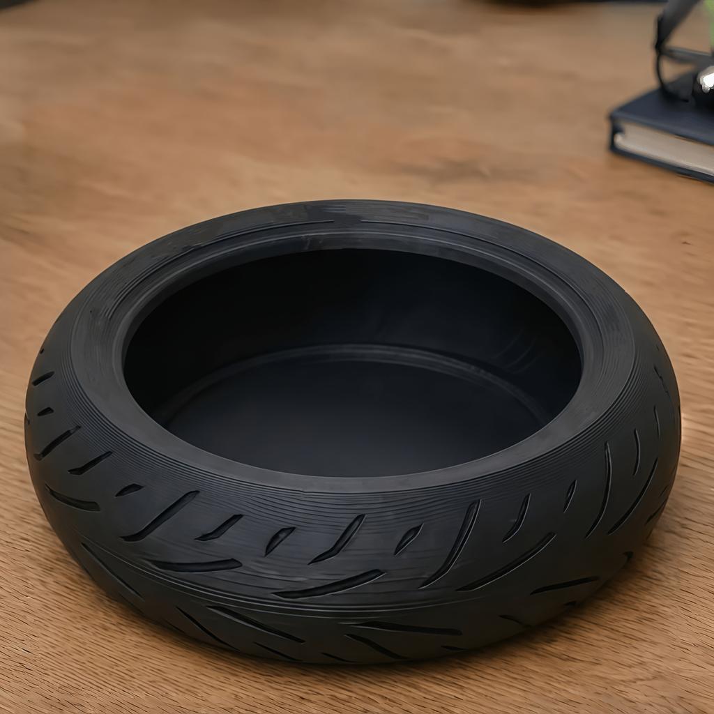 1Pc Black Tire Storage Box, Novel Replica Car Tire Storage Tray, Car Decoration Item, Home Living Room Decoration Tray, Used For Storing Keys