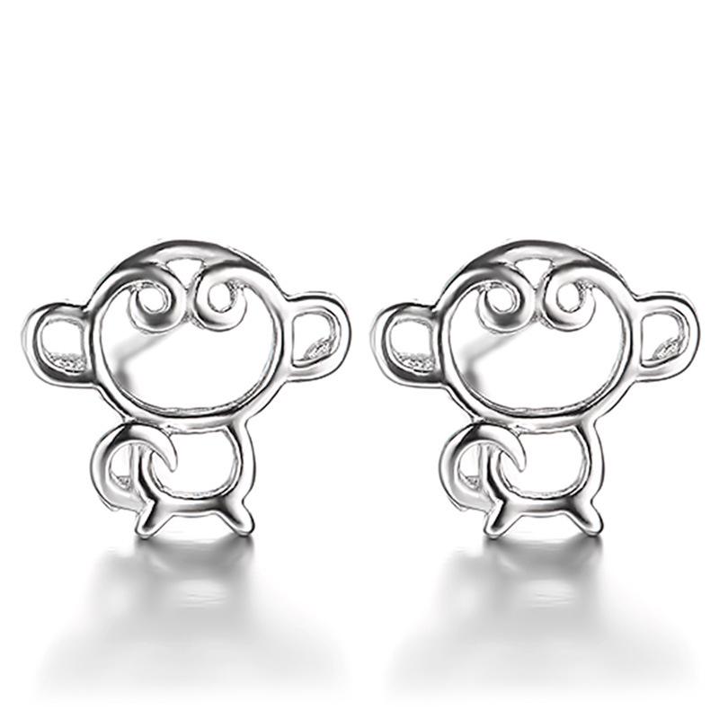 Серьги с изображением обезьяны, посеребренные серьги, женские серьги с изображением обезьяны года жизни, корейские модные украшения