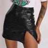 Women's  And Winter High Waist Sexy All-Around Split Short Skirt Half Leather Skirt