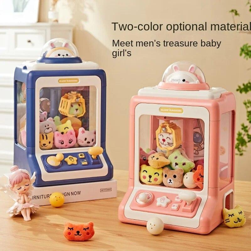 Automatic Doll Machine Toy For Kids Mini Cute Cartoon Coin Operated Play Game Claw Crane Machines With Light Music Children Toys