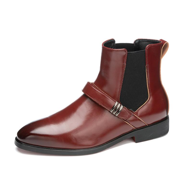 Мода Зимняя Мода Дизайнер Мужские Слипоны Заостренный Носок Деловой Повседневный Ботильон Мужской Высокие Кеды Новые Кожаные Ботинки Челси Zapatos Hombre