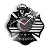 Vinyl Record Clock Fire Station Fire Department Wall Home Decor Vintage Vinyl Firemen Clock