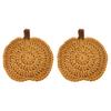 Festive Dining Table Decor Handmade Crochet Pumpkin Coasters, Soft Polyester Coffee Mats, Cushion Autumn Themed Farmhouse Accessories for Kitchen