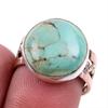 Natural Tibetan Turquoise Gemstone 925 Solid Silver Two Tone Ring Size 7US B9J34