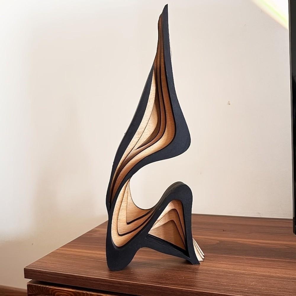 Creative Irregular Shape Wooden Ornament Artistic Abstract Wood Carving Home Room Decoration