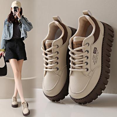 Маленькие белые туфли женские 2025 весна новая студенческая корейская версия модные универсальные туфли на толстой подошве повседневная обувь весна и осень XQ229
