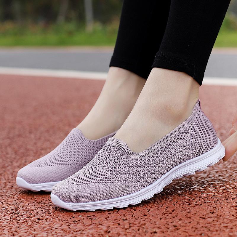 Summer Women's Lazy Shoes Hollow Mesh Lightweight Fly-woven One-pedal Large-size Mesh Shoes