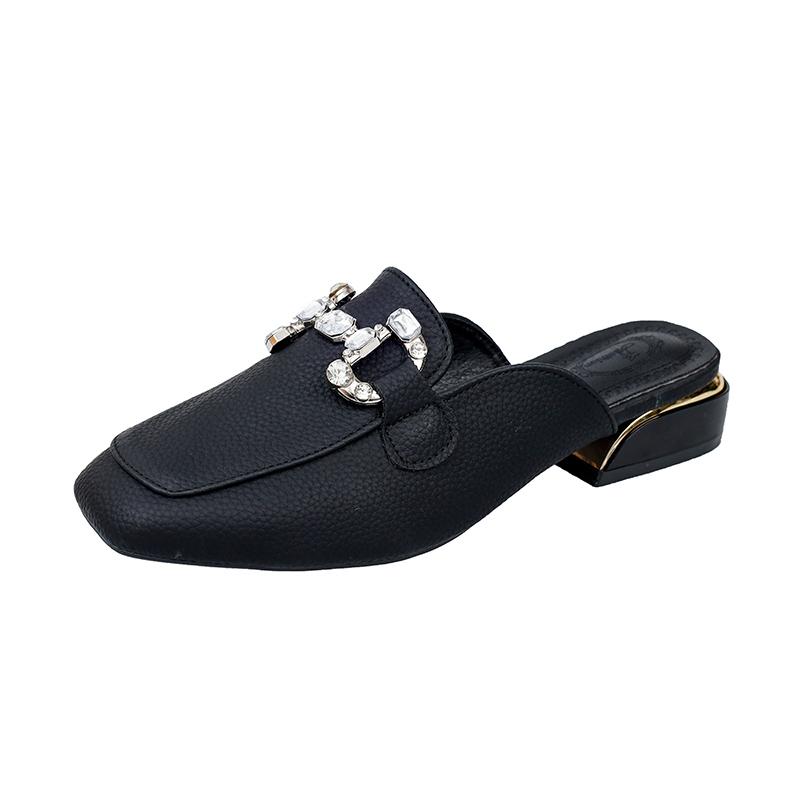 Elegant Women Summer Flip Flops Chain Square Toe Slippers Sandals Shoes Woman Casual Slides Mules Babouche Slippers Shoes Mujer