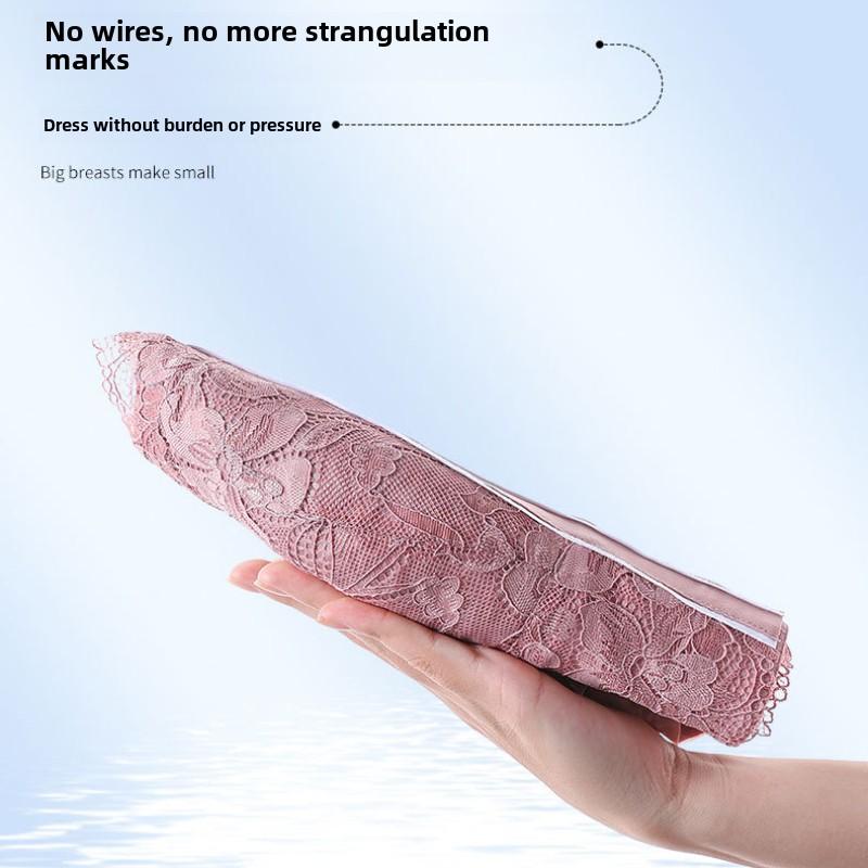 Женское нижнее белье большого размера с регулируемой чашкой, собранное на груди, чтобы предотвратить обвисание, большая грудь, небольшой летний тонкий бюстгальтер