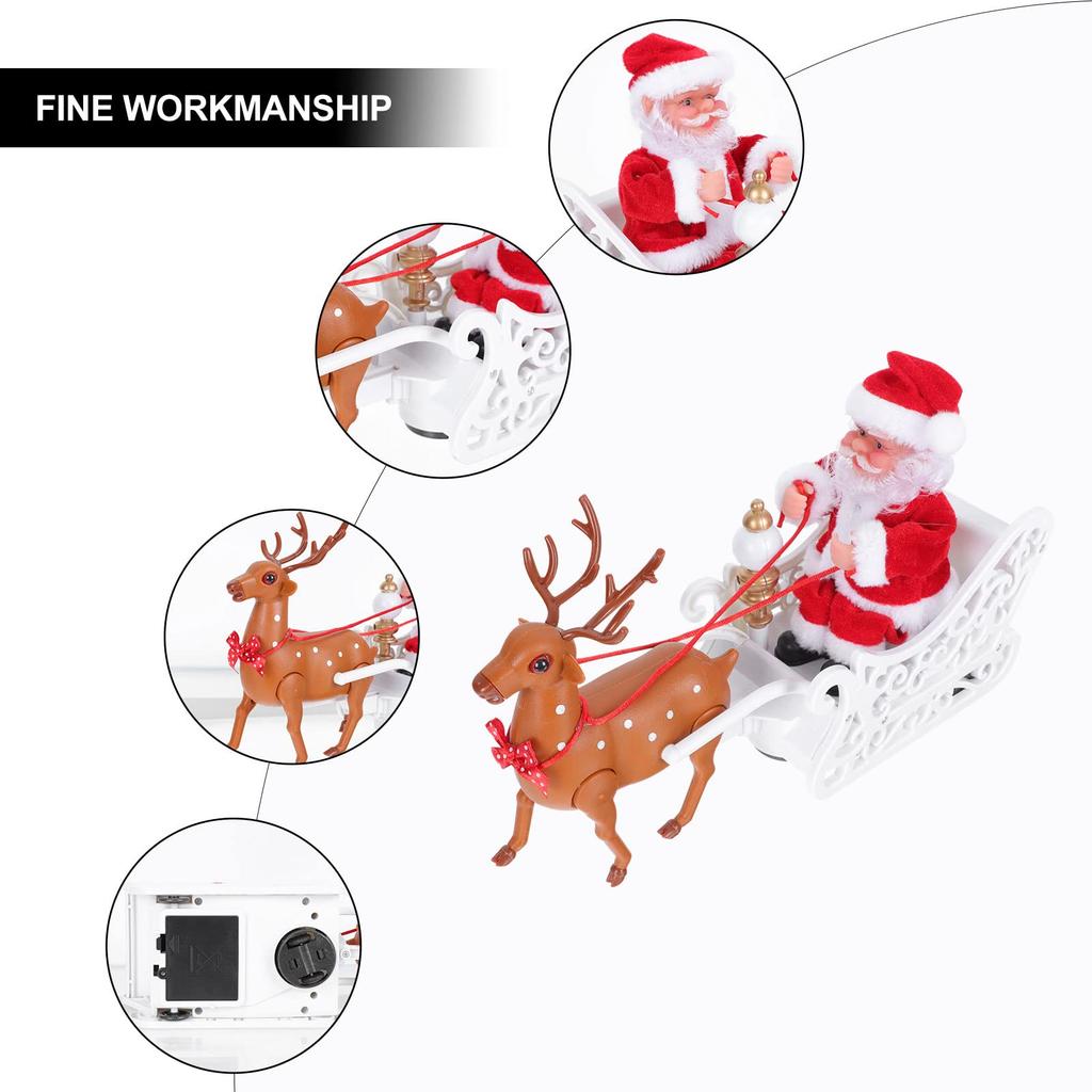 NUOLUX Reindeer Sleigh Christmas Santa Claus Santa Reindeer Christmas Home Decor Santa Electric Santa Doll Gift Sleigh