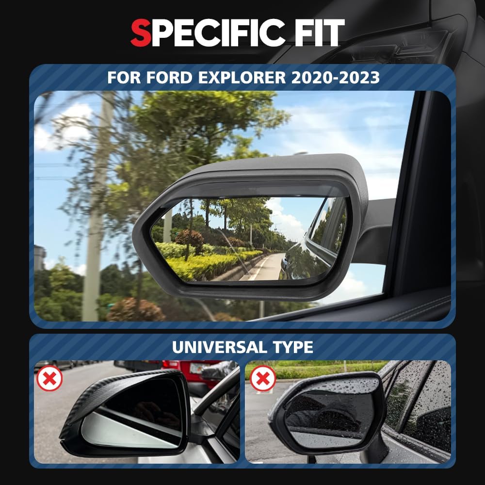 VEHICODE Side Mirror Rain Guards Car Accessories for Ford Explorer 2020-2023 2022 2021 Rainproof Visor Rear View Mirror Cover Cap Eyebrow Sticker