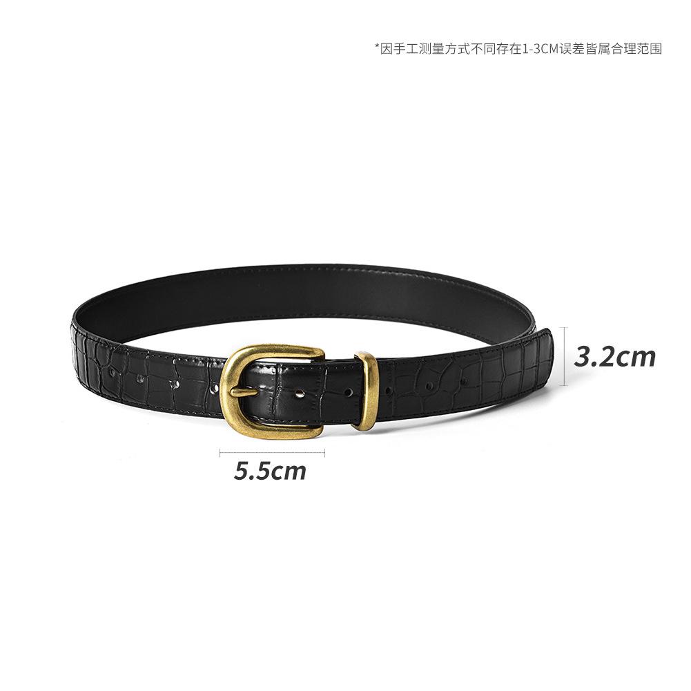 Vintage Cowhide Pin Buckle Women's Belt Premium Pink Women's Crocodile Fashion Accessories Designer Personalized Versatile Belt
