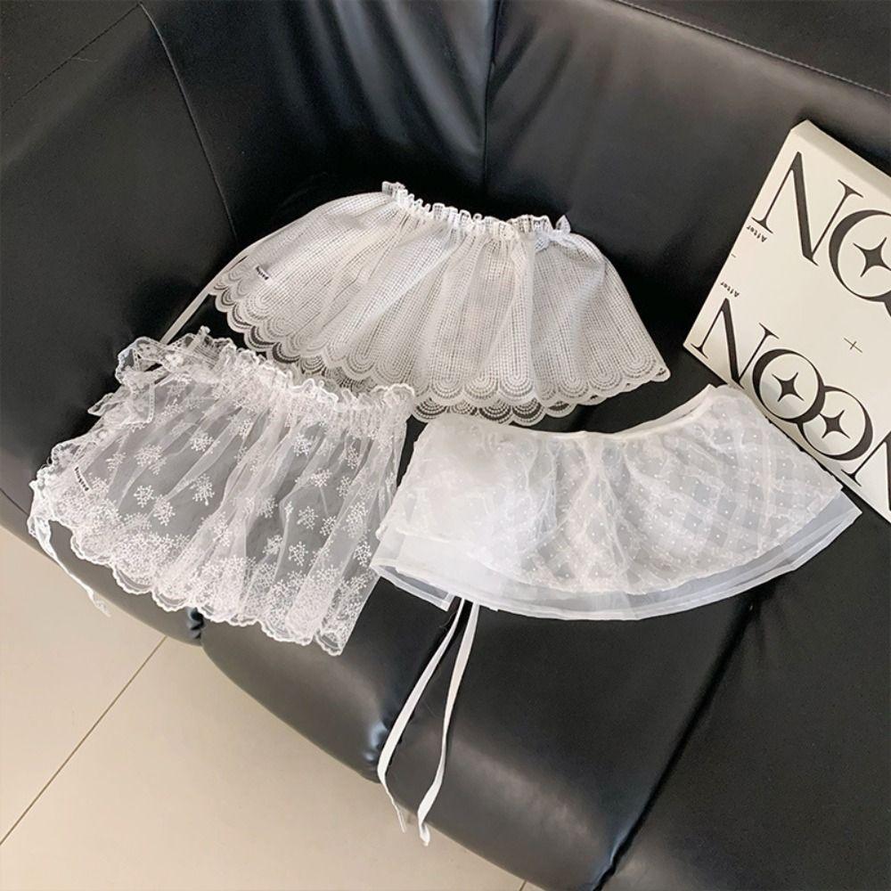 Balletcore Mini Lace Skirts Lace Up Butt Curtain Sweet White Lace Fart Curtain Girl