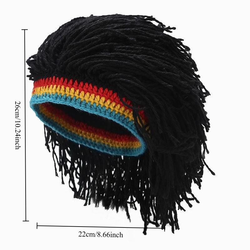 Dreadlock Hat Funny Braid Headband Hip Hop Party Cap Fake Hair Trendy Personality Warm Knit Unisex Streetwear Accessory