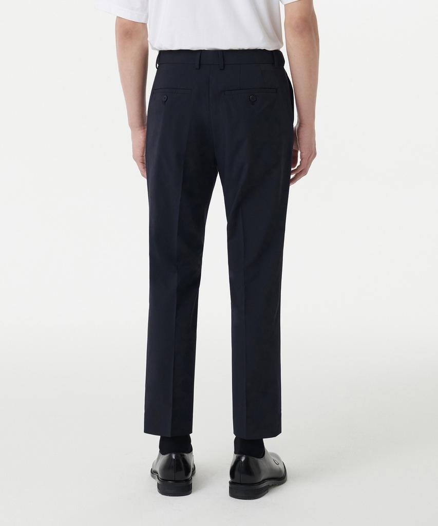 MUSINSA STANDARD [Cooltandard] Relaxed Tapered Hidden Banding Crop Slacks [Navy]