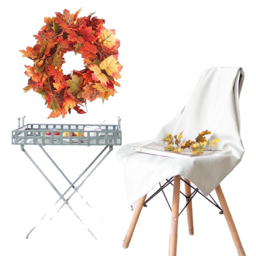 Autumn Maple Leaf Skewer Decoration (large and Small Double Leaves), Halloween Party, Thanksgiving Porch Decoration (excluding Batteries), Christmas