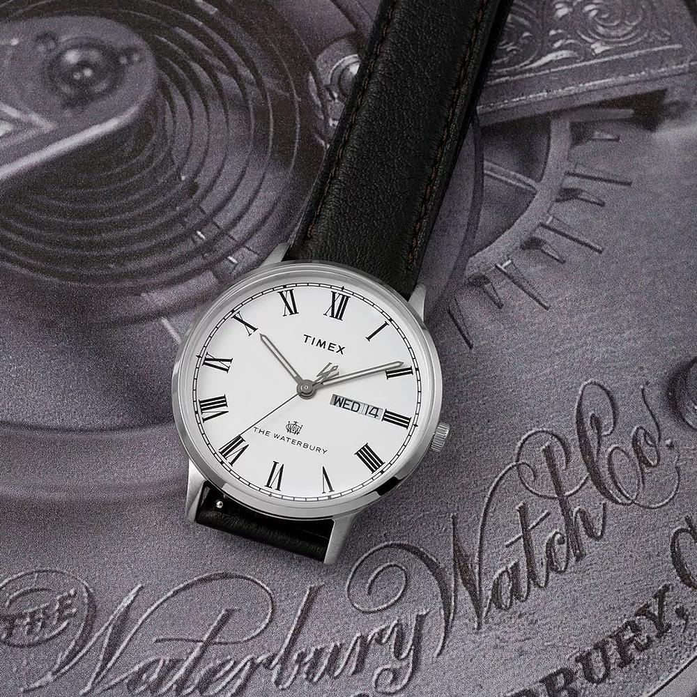 TIMEX Классические часы Timex Waterbury Day-Date с кожаным ремешком, 40 мм, TW2U88400