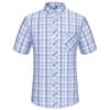 Short Sleeve Men Plaid Shirts For Summer 100% Cotton Casual Regular Fit Male Clothing with Pocket